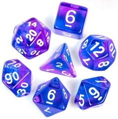 Set de 7 dados Transparent Mix Color - Violeta y Azul (AC-BL46)